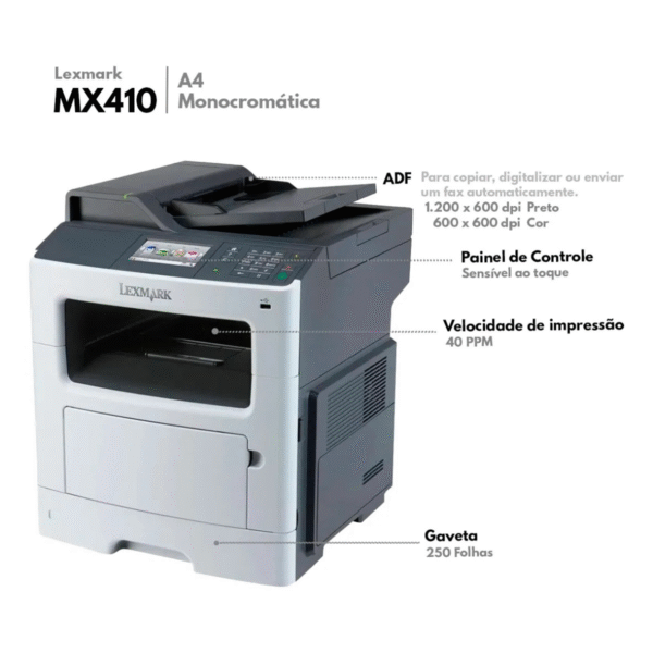 Impressora Multifuncional Laser Lexmark MX410de - Imagem 3