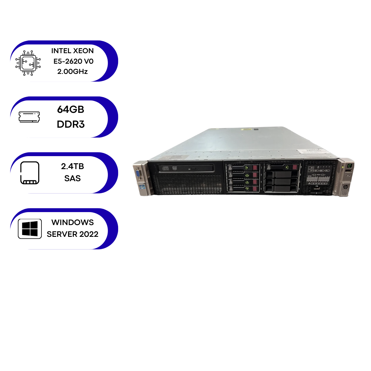 Servidor HP ProLiant DL380p Gen8 E5-2620 v0 64GB/2.4TB